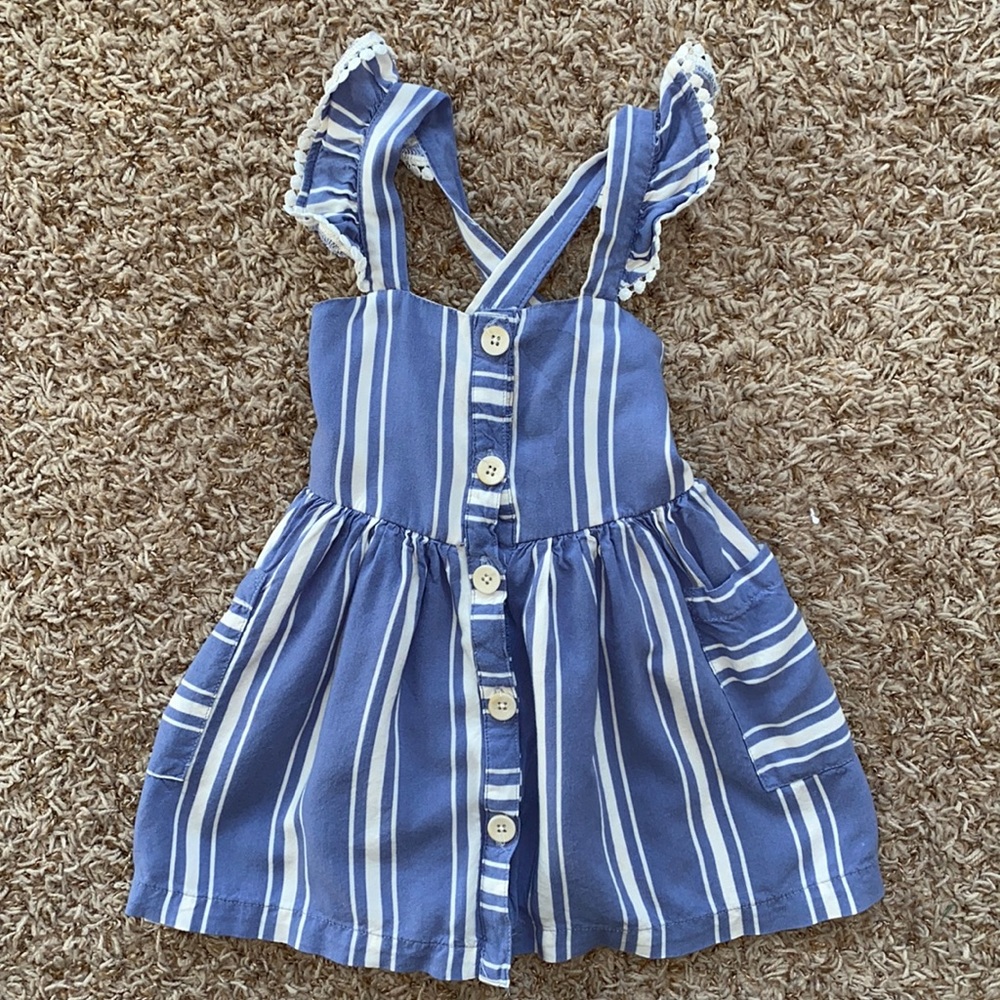 18M girls blue and white striped sleeveless dress.